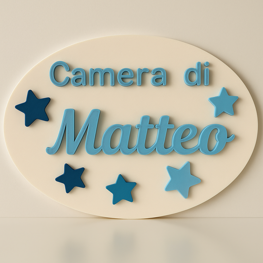 ⭐ Targhetta Personalizzata  – Tema Stelle Blu