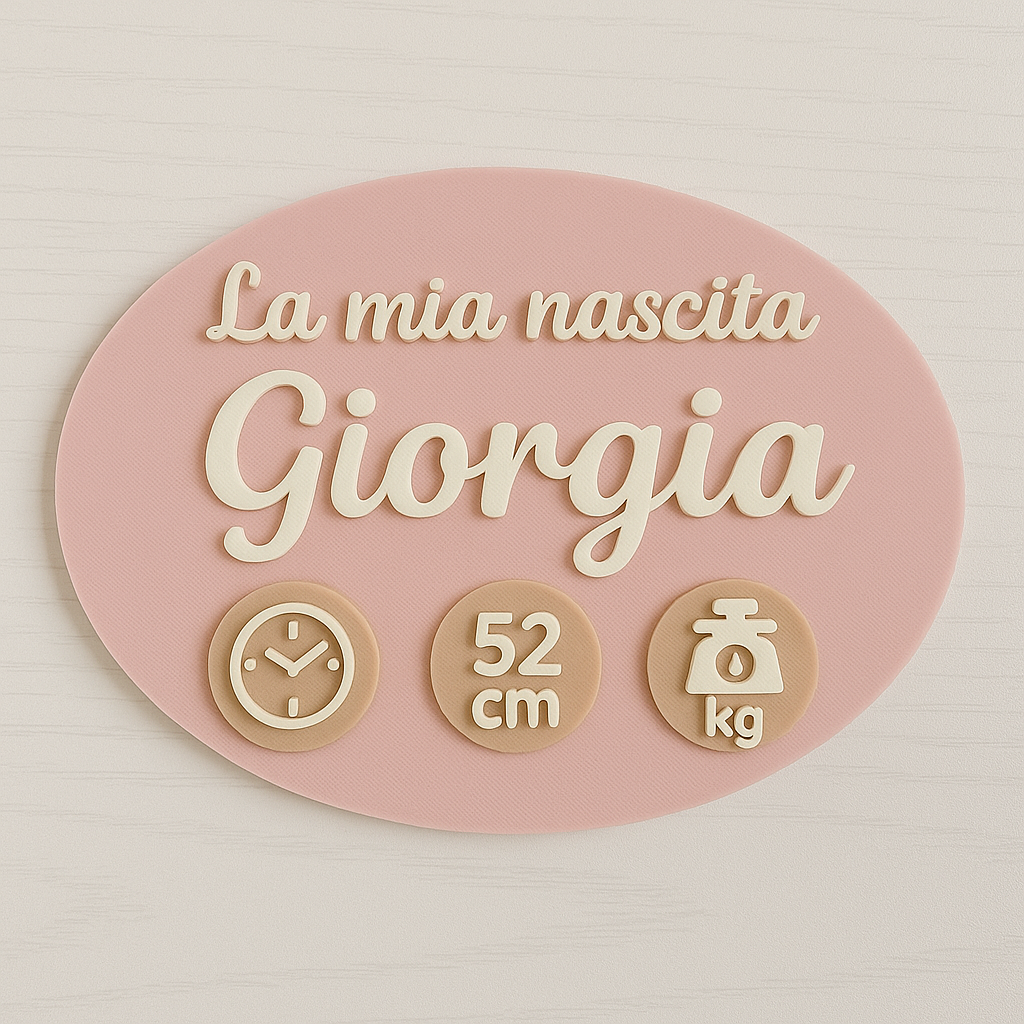 🎀 Targhetta "La mia nascita" – Personalizzata con Nome e Dati