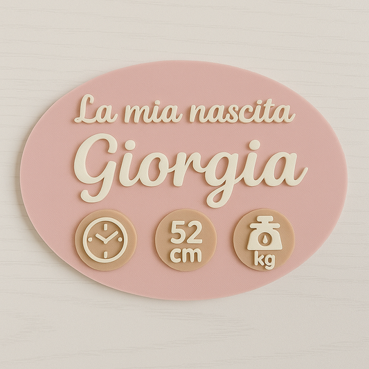 🎀 Targhetta "La mia nascita" – Personalizzata con Nome e Dati